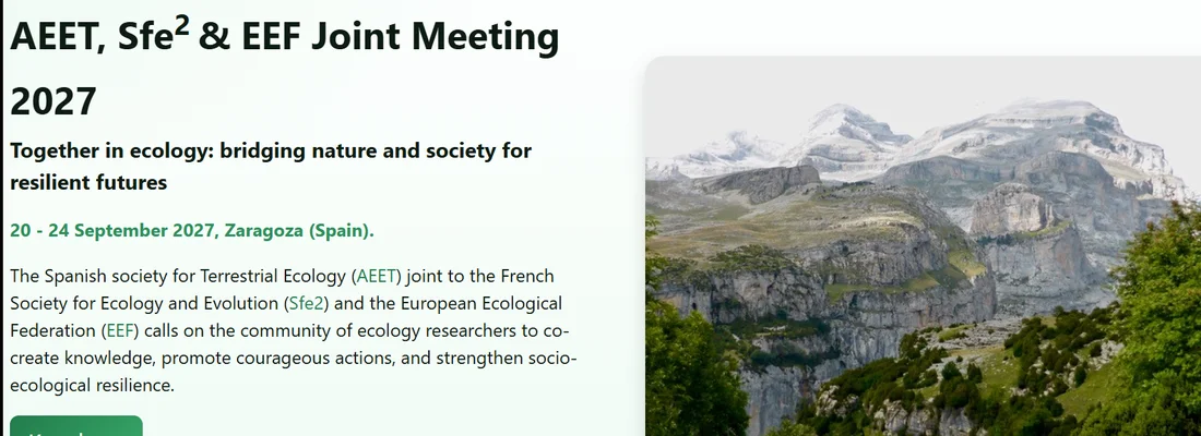 Congreso europeo de ecología: AEET, Sfe2 & EEF Joint Meeting 2027 (20-24 September 2027, Zaragoza)